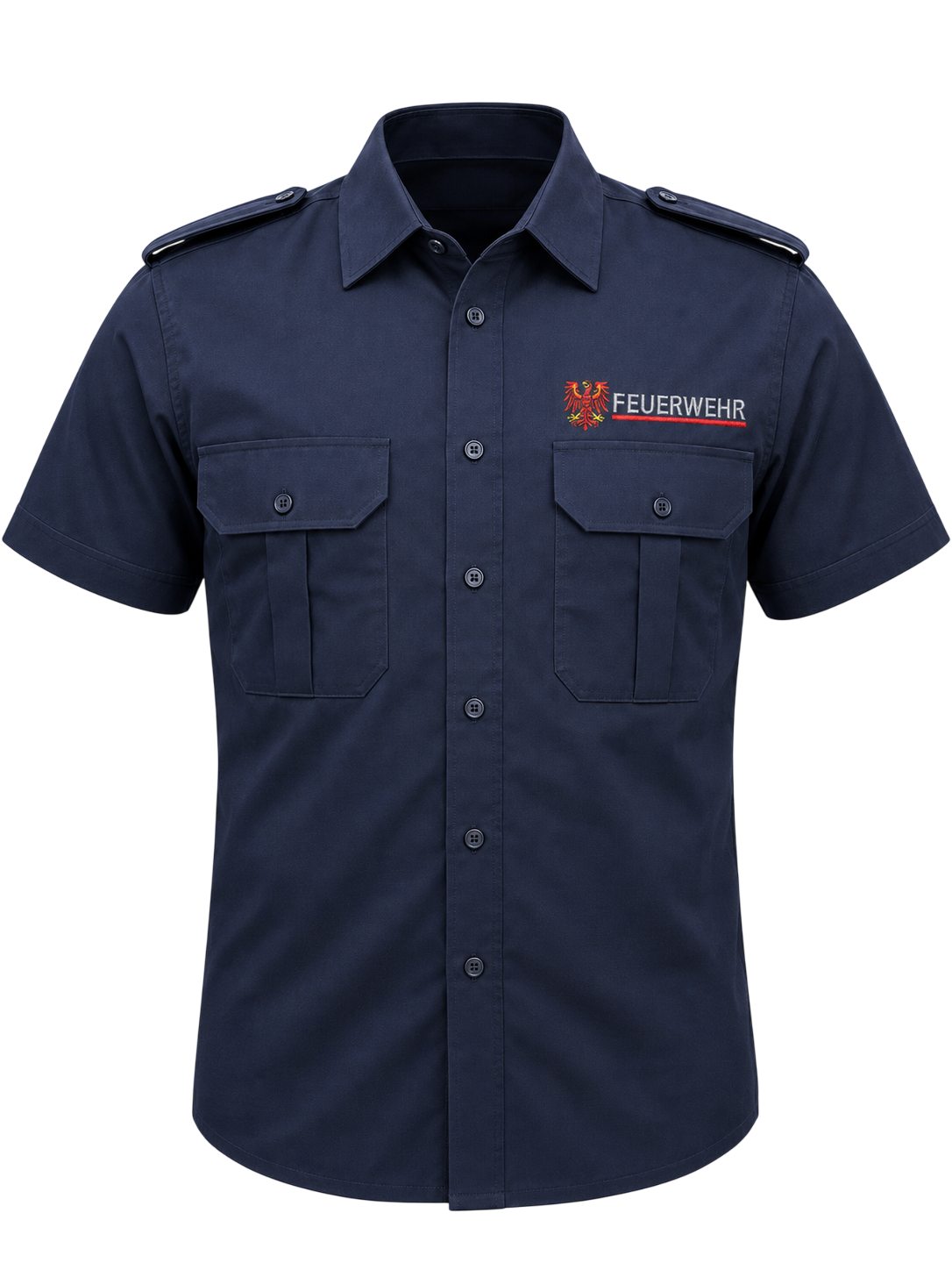Herren Hemd, Feuerwehr Brandenburg, dunkelblau 1/2 kurzarm,