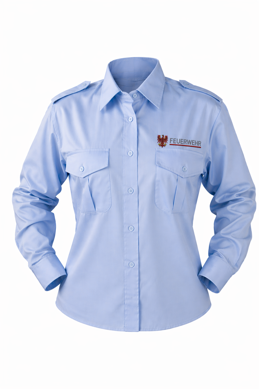 Damenbluse Feuerwehr Brandenburg langarm, blau