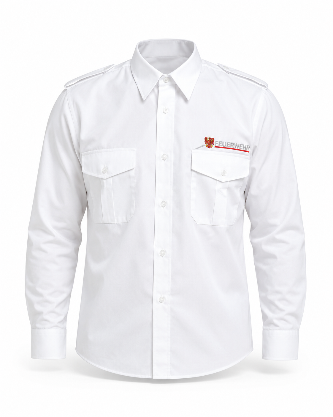 Herren Hemd Feuerwehr Brandenburg langarm, weiss