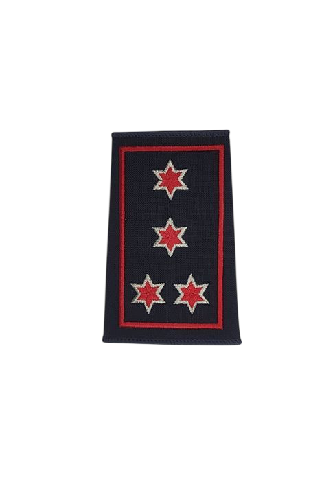 Aufschiebeschlaufen erster Hauptlöschmeister vier Sterne in Rot mit silber Rand