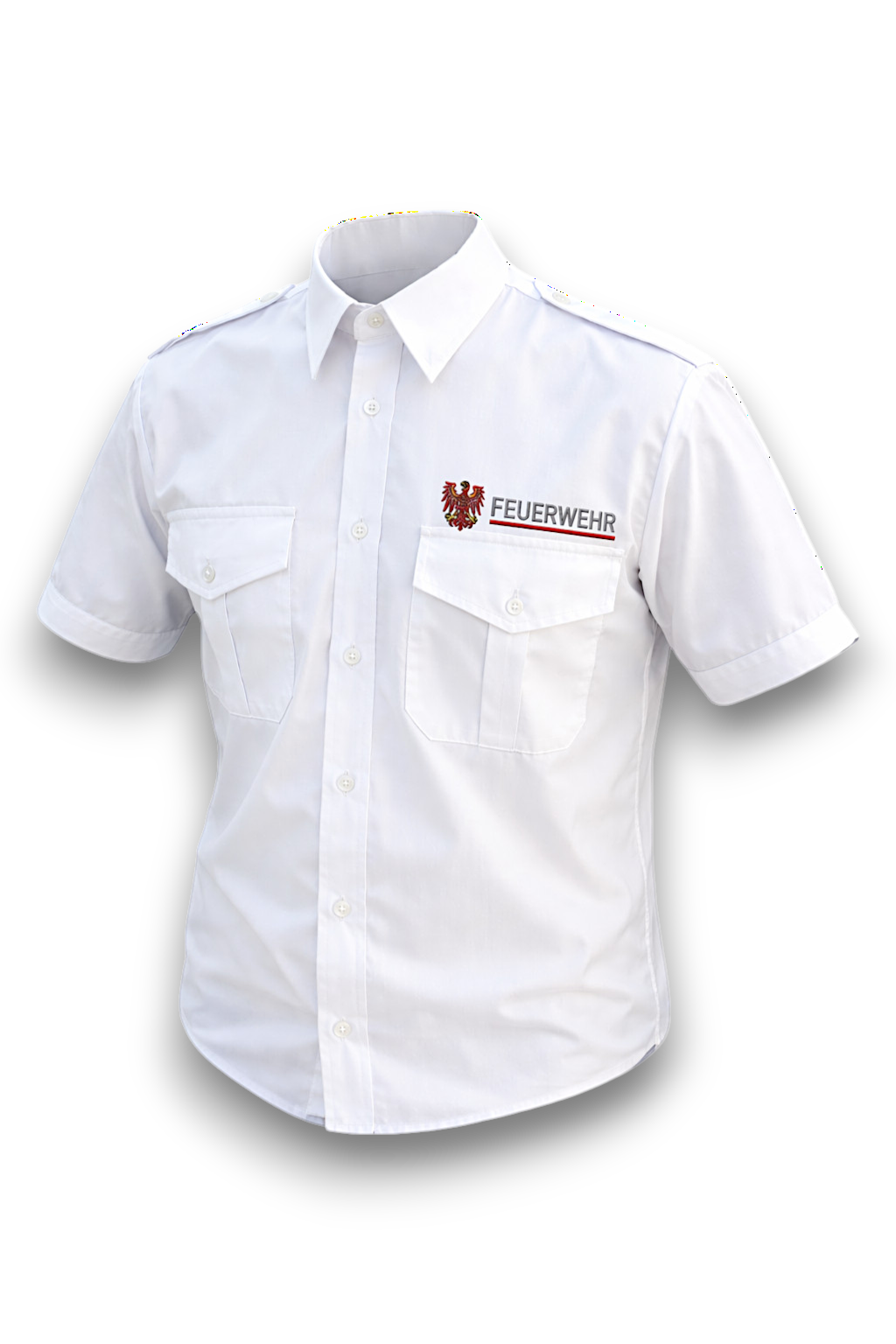 Herren Hemd Feuerwehr Brandenburg, kurzarm, weiß