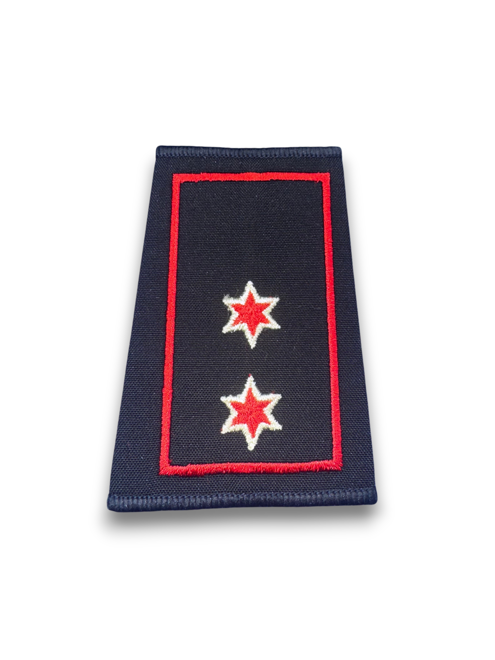 Aufschiebeschlaufen Oberlöschmeister zwei Sterne in Rot mit silber Rand